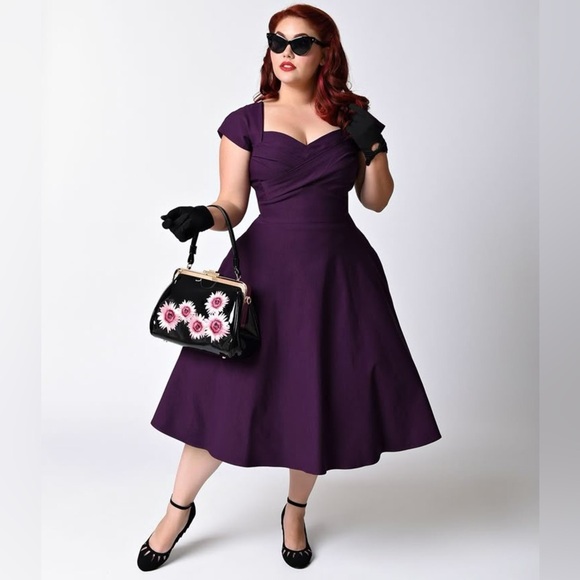 STOP STARING RETRO STYLE EGGPLANT COLOR DRESS SIZE 14 - Picture 14 of 15
